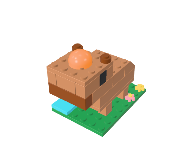 Capybara built from virtual bricks