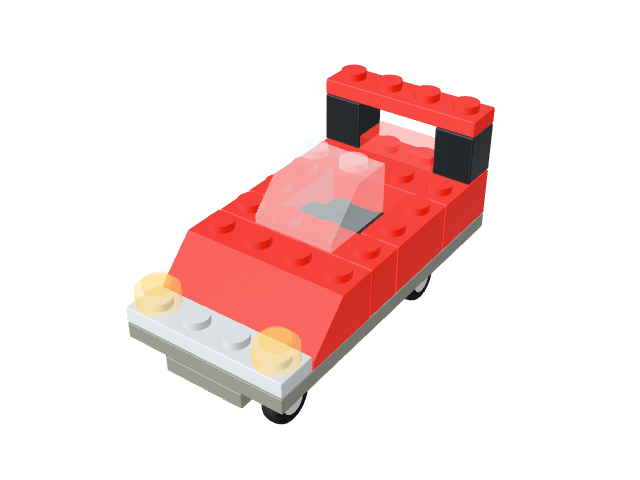 Red Racer built from virtual bricks