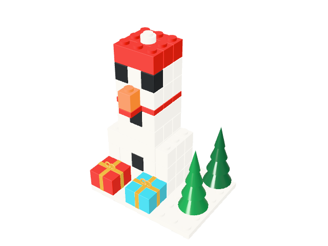 Snowman built from virtual bricks